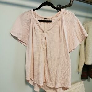 Women's Pink Button-Front Top